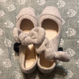 Gray Bow Ballet Flats